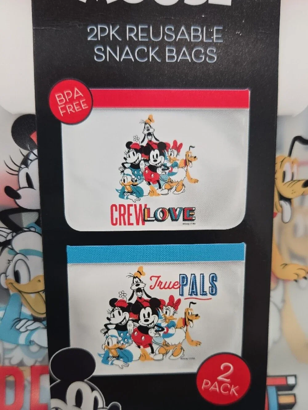 Disney Mickey Mouse Reusable Snack Bags - Red Zip Top (2-Pack)